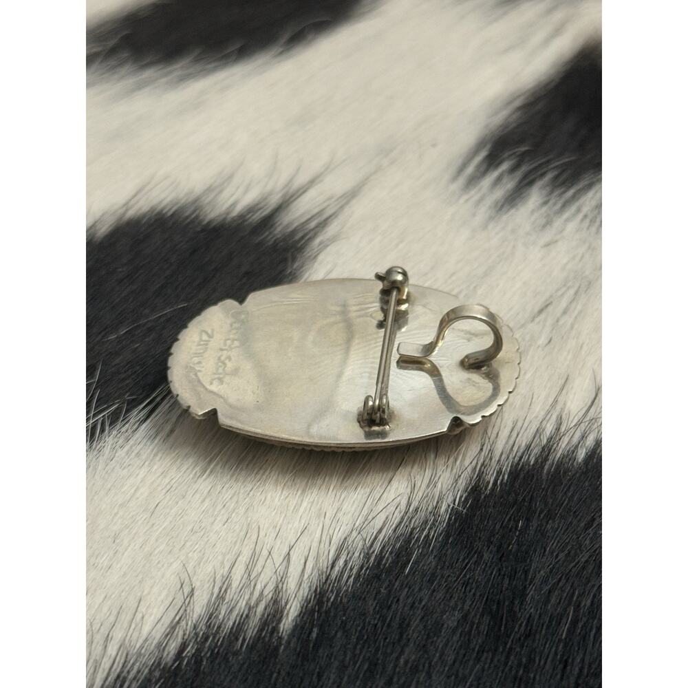Zuni Native American Sterling Pin Pendant Kokopelli Turquoise Coral Bev Estate - Picture 6 of 10